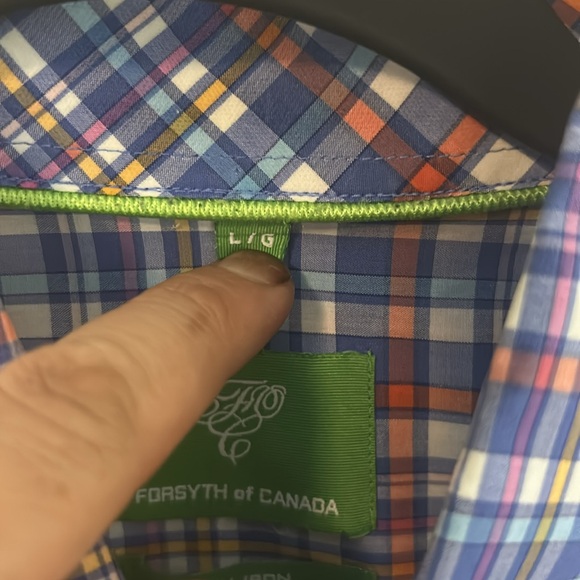 FORSYTH of CANADA non-iron size large blue, and orange checkered - Picture 3 of 4